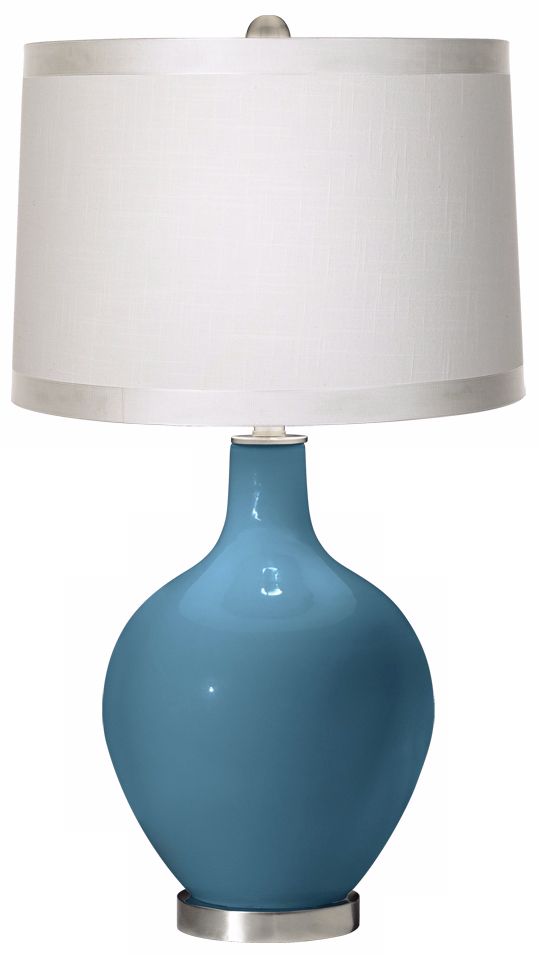 Great Falls White Drum Shade Ovo Table Lamp