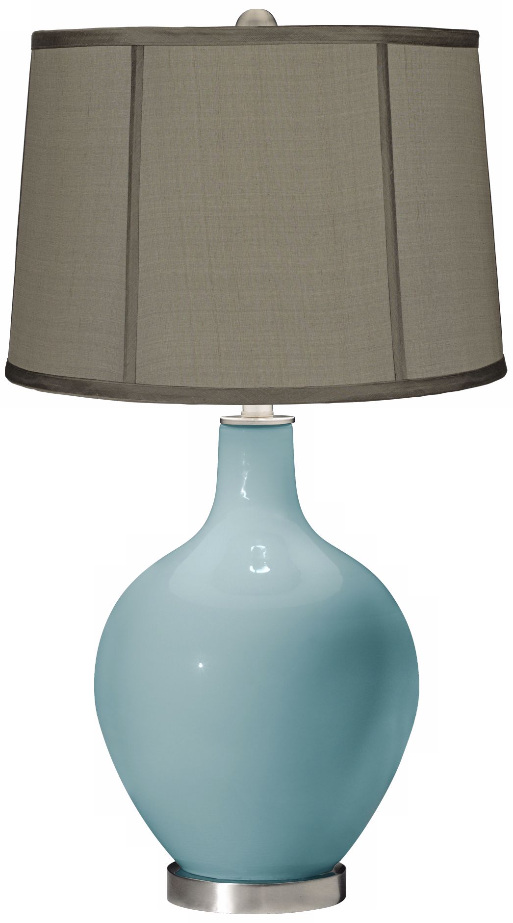 Raindrop Gray Dupioni Silk Shade Ovo Table Lamp