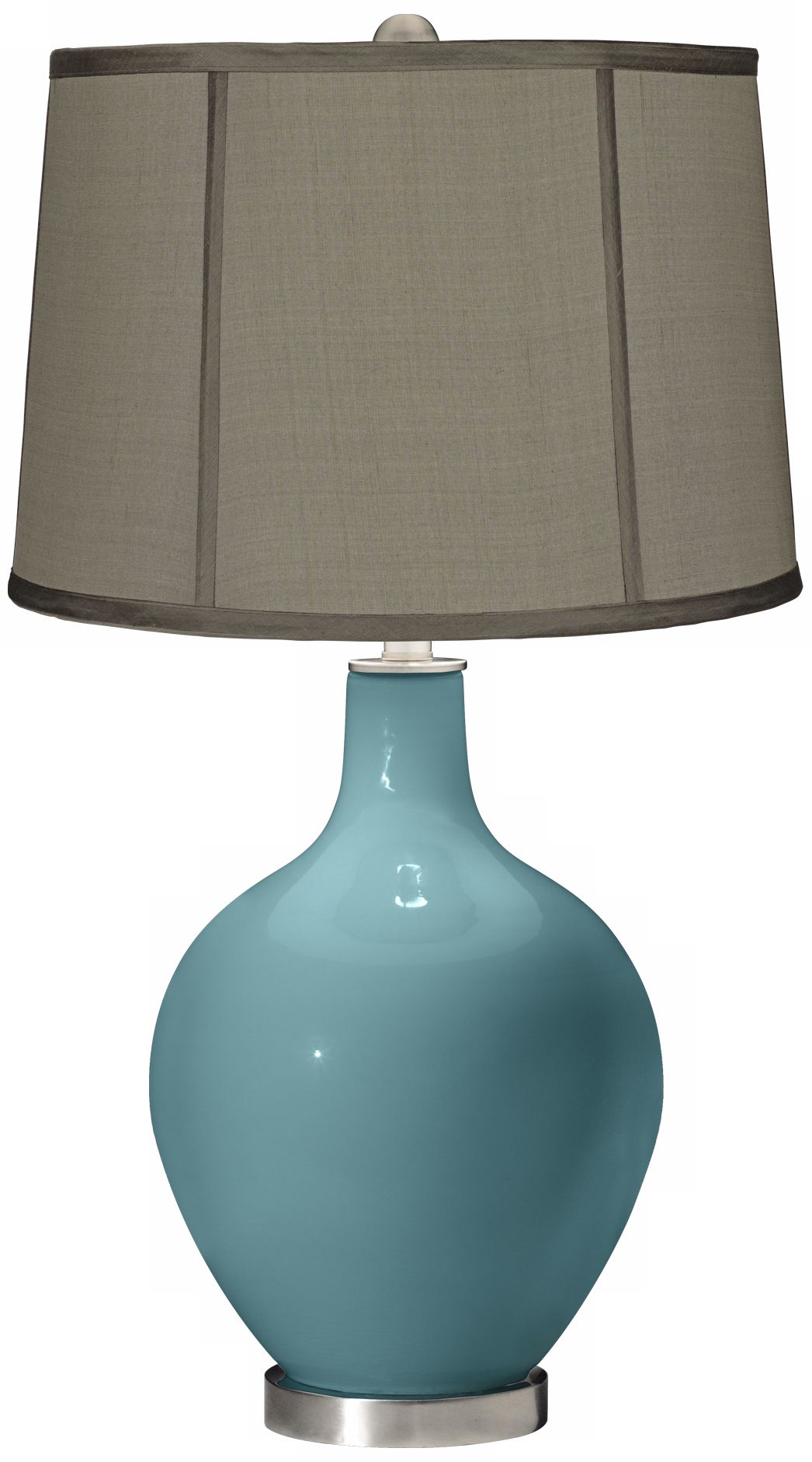 Reflecting Pool Gray Dupioni Silk Shade Ovo Table Lamp