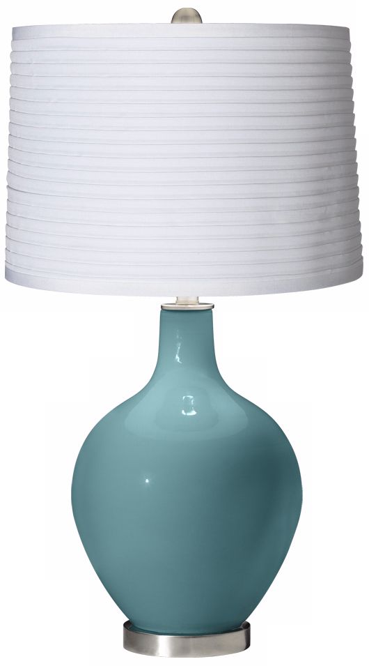 Reflecting Pool White Pleated Shade Ovo Table Lamp
