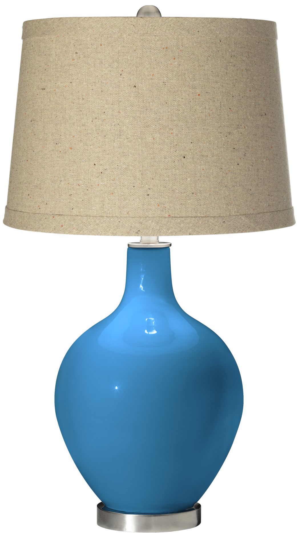 River Blue Oatmeal Linen Shade Ovo Table Lamp