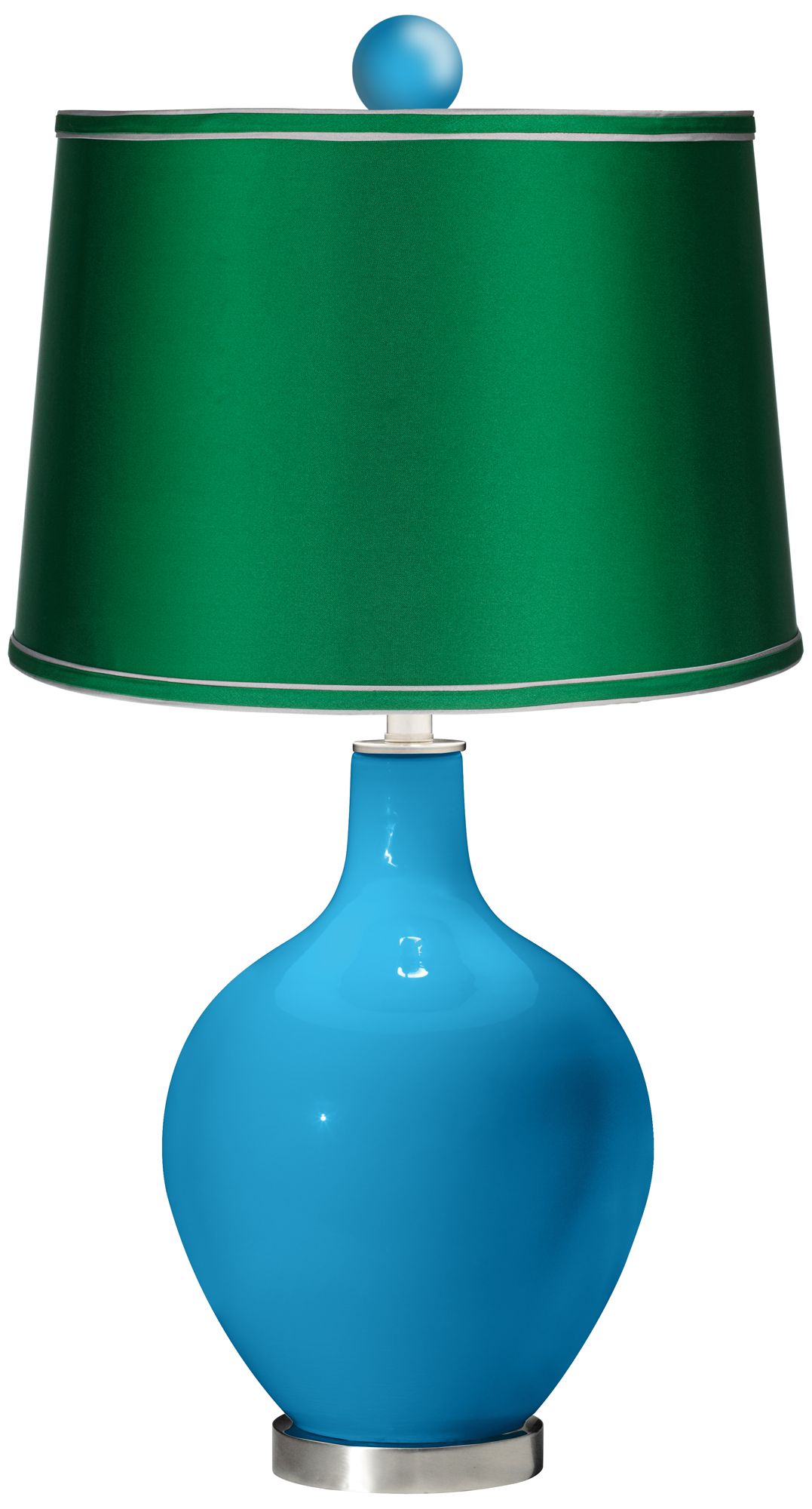River Blue - Satin Emerald Ovo Lamp with Color Finial