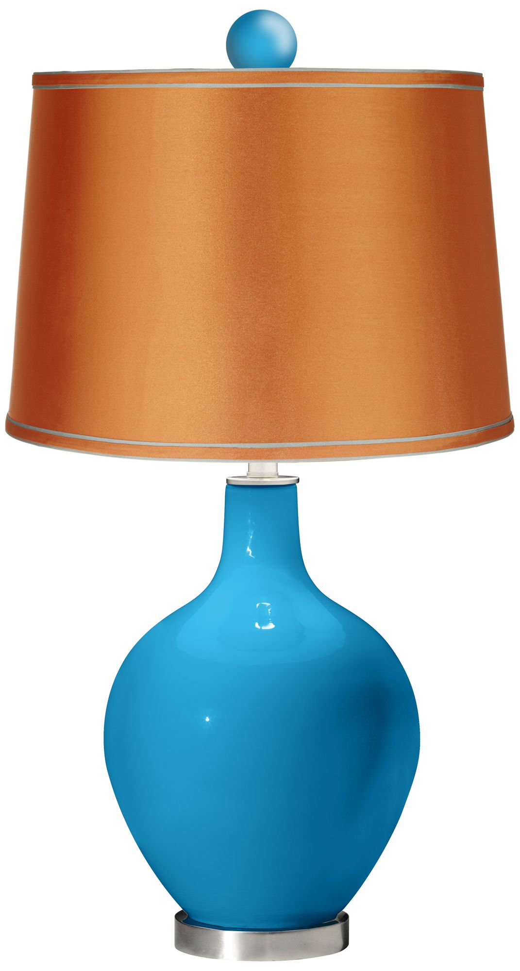 River Blue - Satin Orange Ovo Lamp with Color Finial