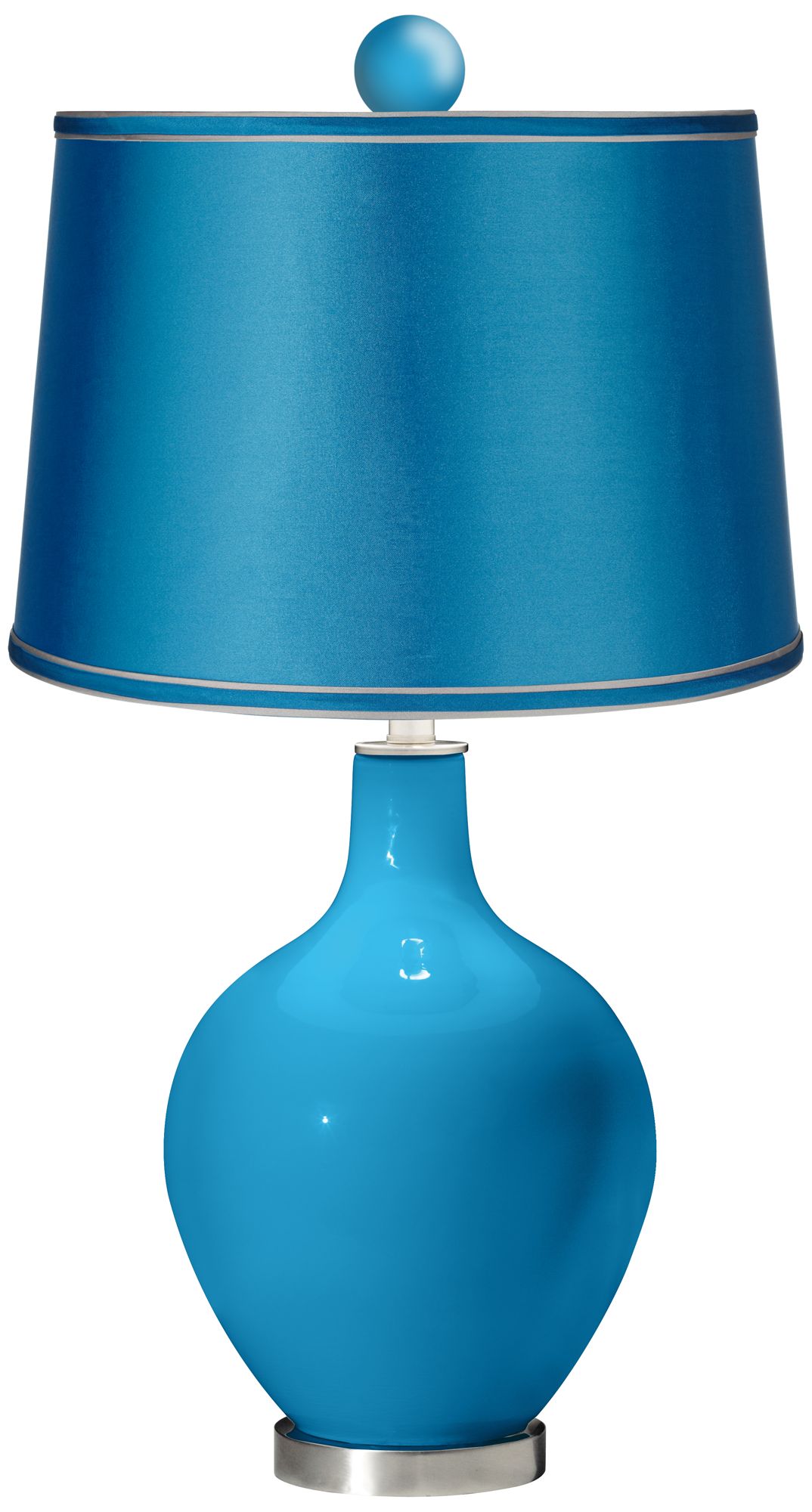 River Blue - Satin Turquoise Ovo Lamp with Color Finial