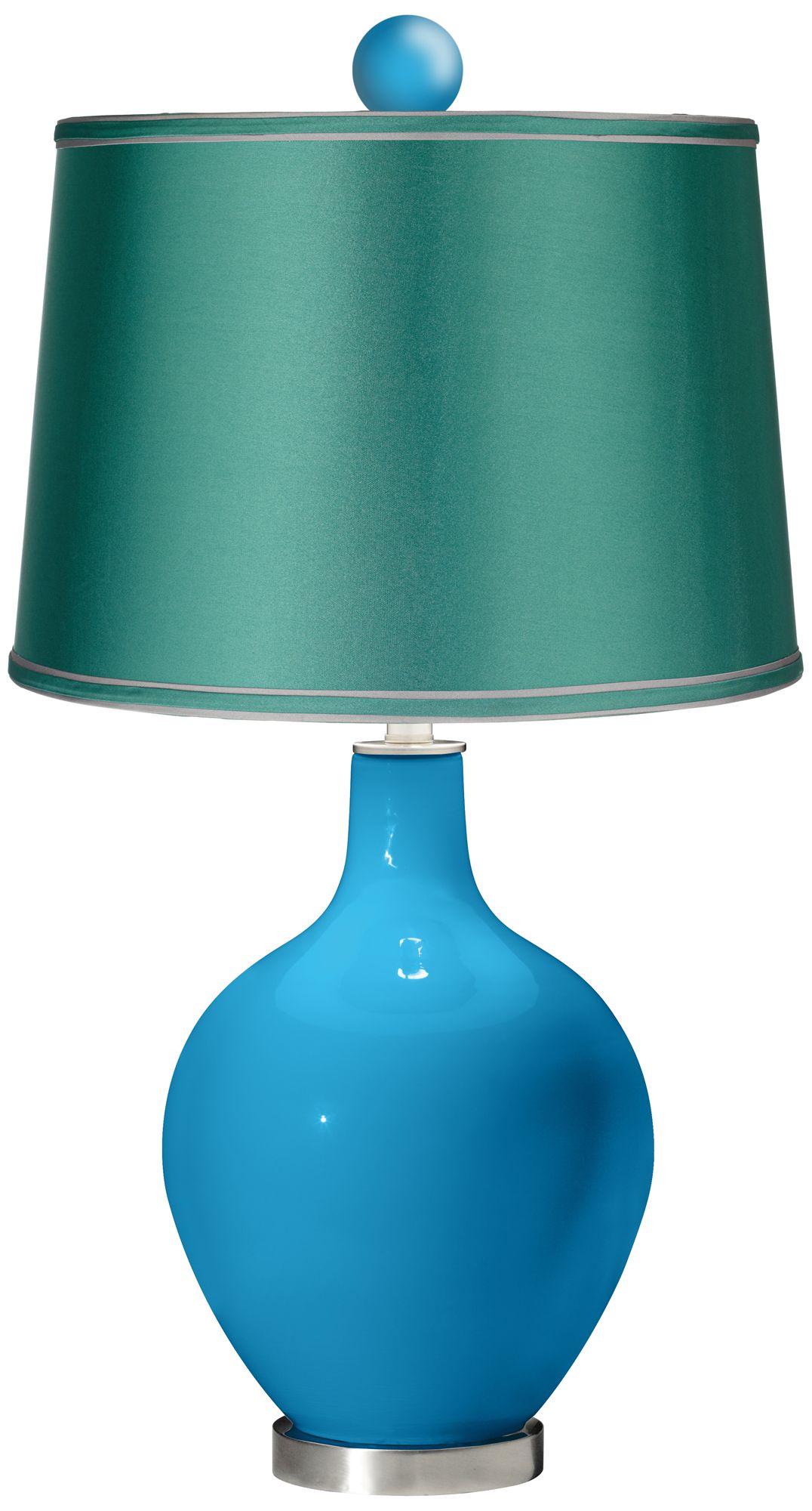 River Blue - Satin Sea Green Ovo Lamp with Color Finial