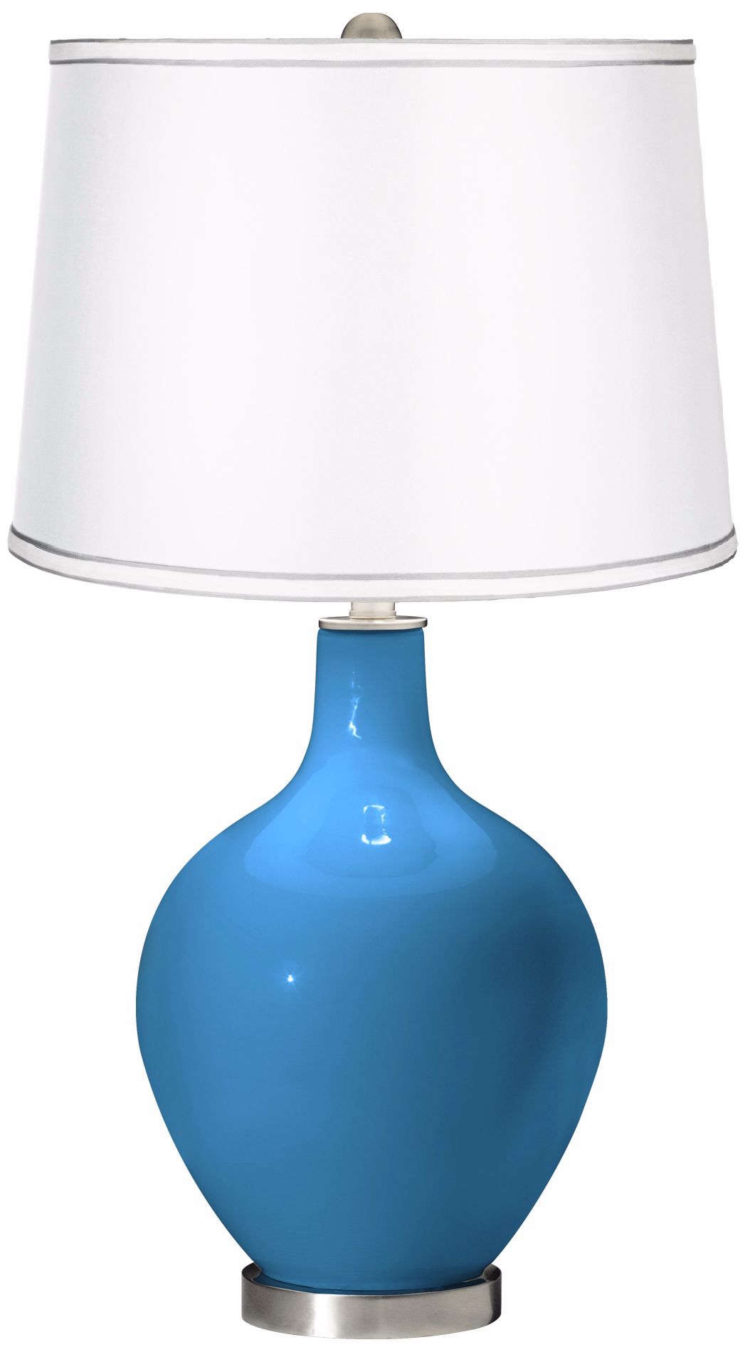 River Blue - Satin White Shade Ovo Table Lamp