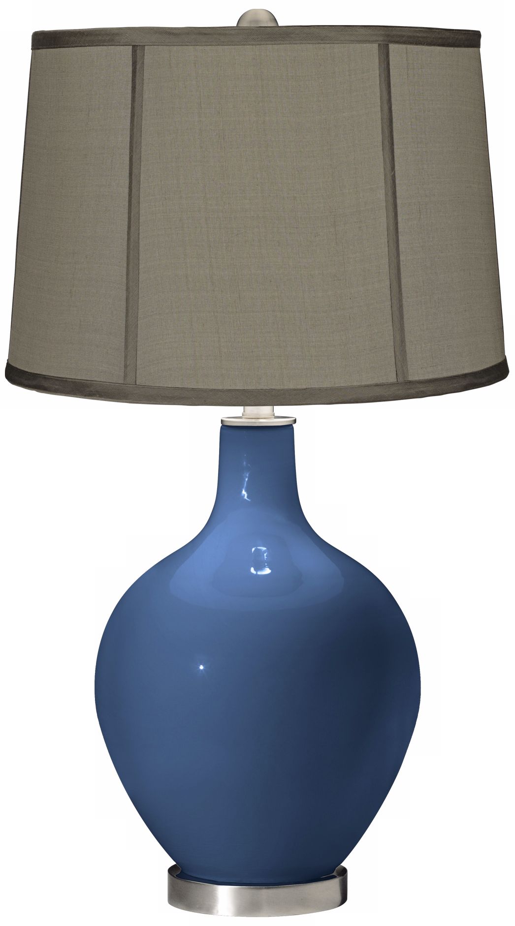 Regatta Blue Gray Dupioni Silk Shade Ovo Table Lamp