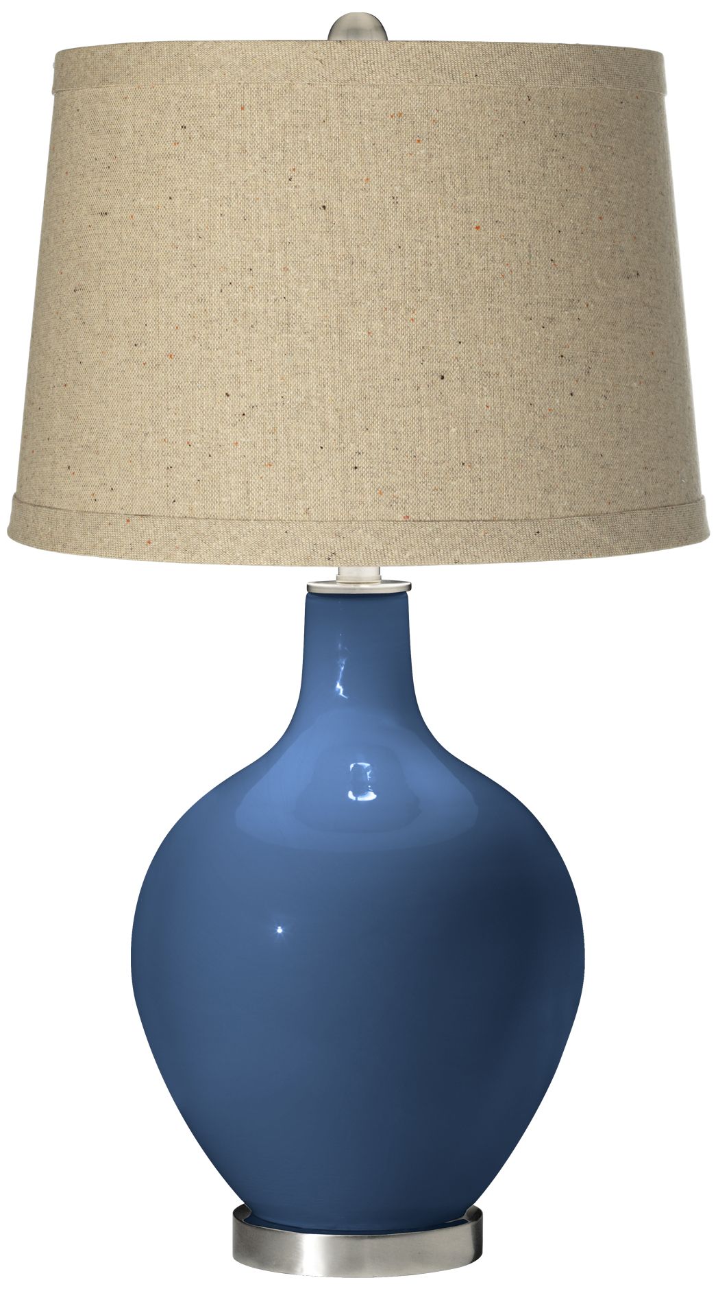Regatta Blue Oatmeal Linen Shade Ovo Table Lamp