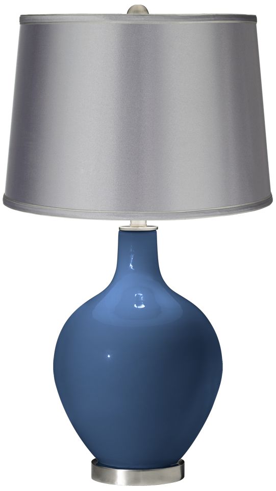 Regatta Blue - Satin Light Gray Shade Ovo Table Lamp