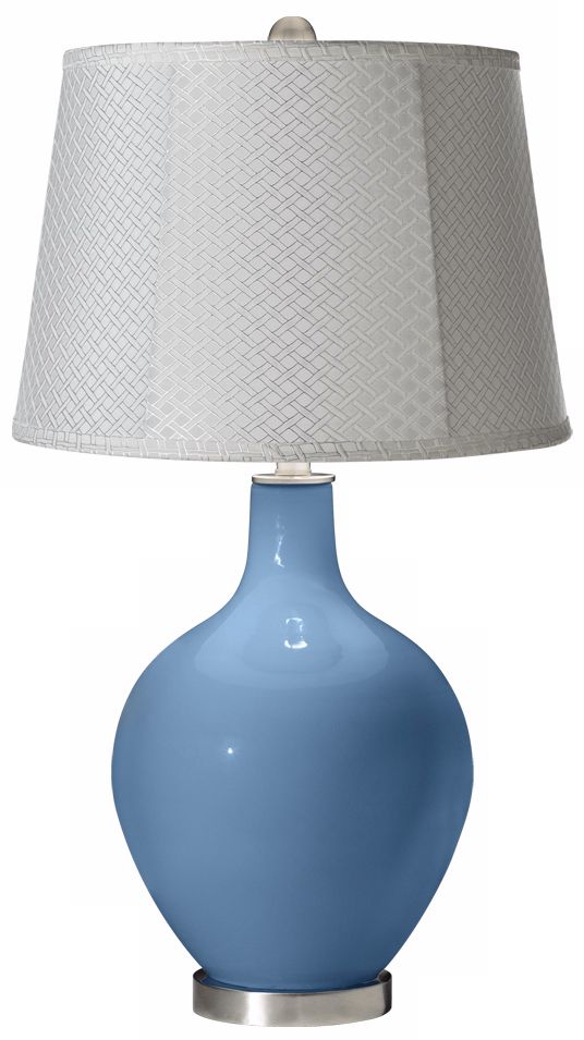 Secure Blue White Lattice Ovo Table Lamp