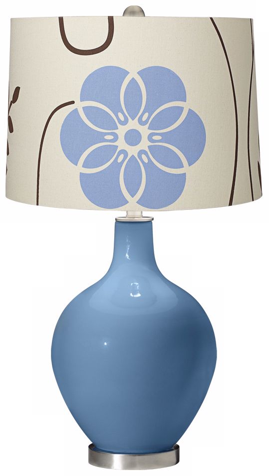 Secure Blue Blue Floral Ovo Table Lamp