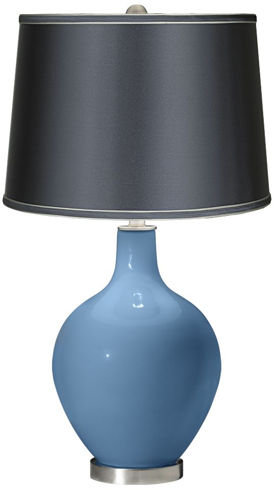 Secure Blue - Satin Dark Gray Shade Ovo Table Lamp