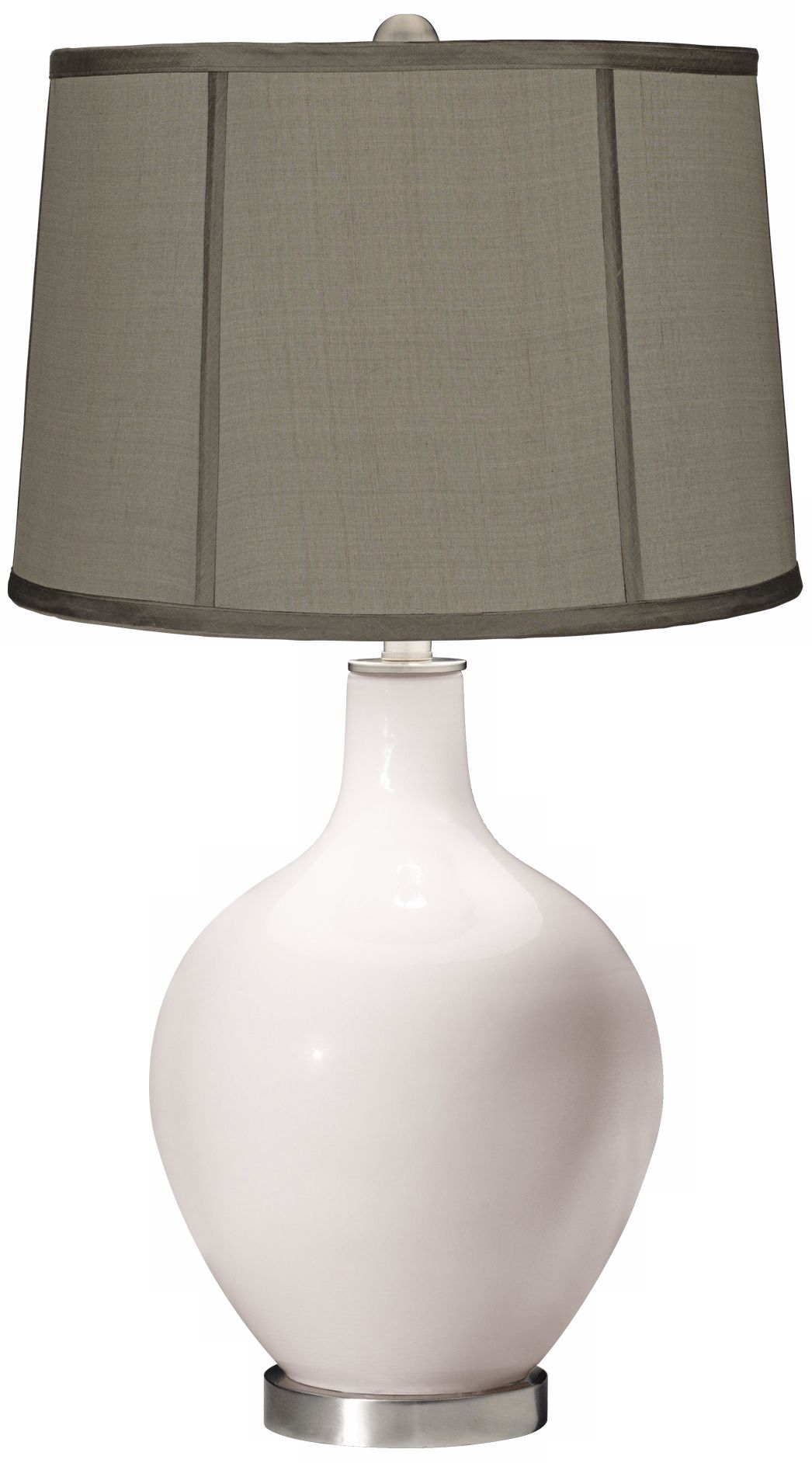 Smart White Gray Dupioni Silk Shade Ovo Table Lamp