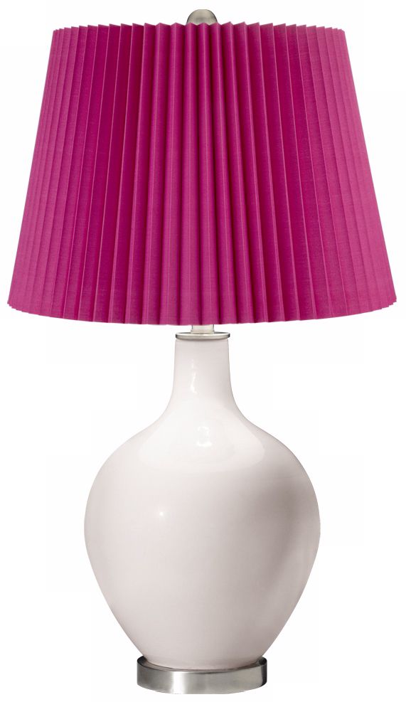 Smart White Hot Pink Pleat Ovo Table Lamp