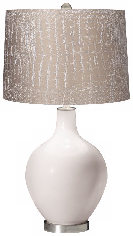 Smart White Mock Croc Shade Ovo Table Lamp