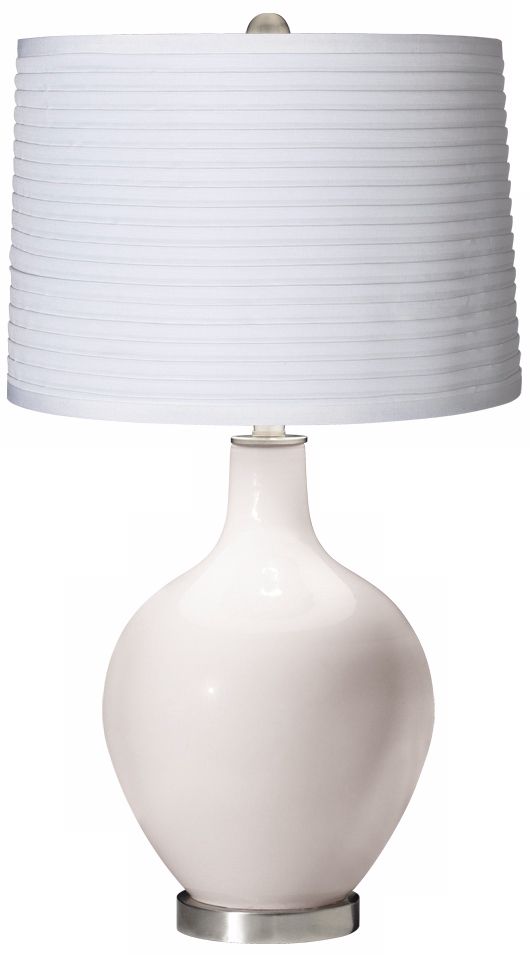 Smart White White Pleated Shade Ovo Table Lamp