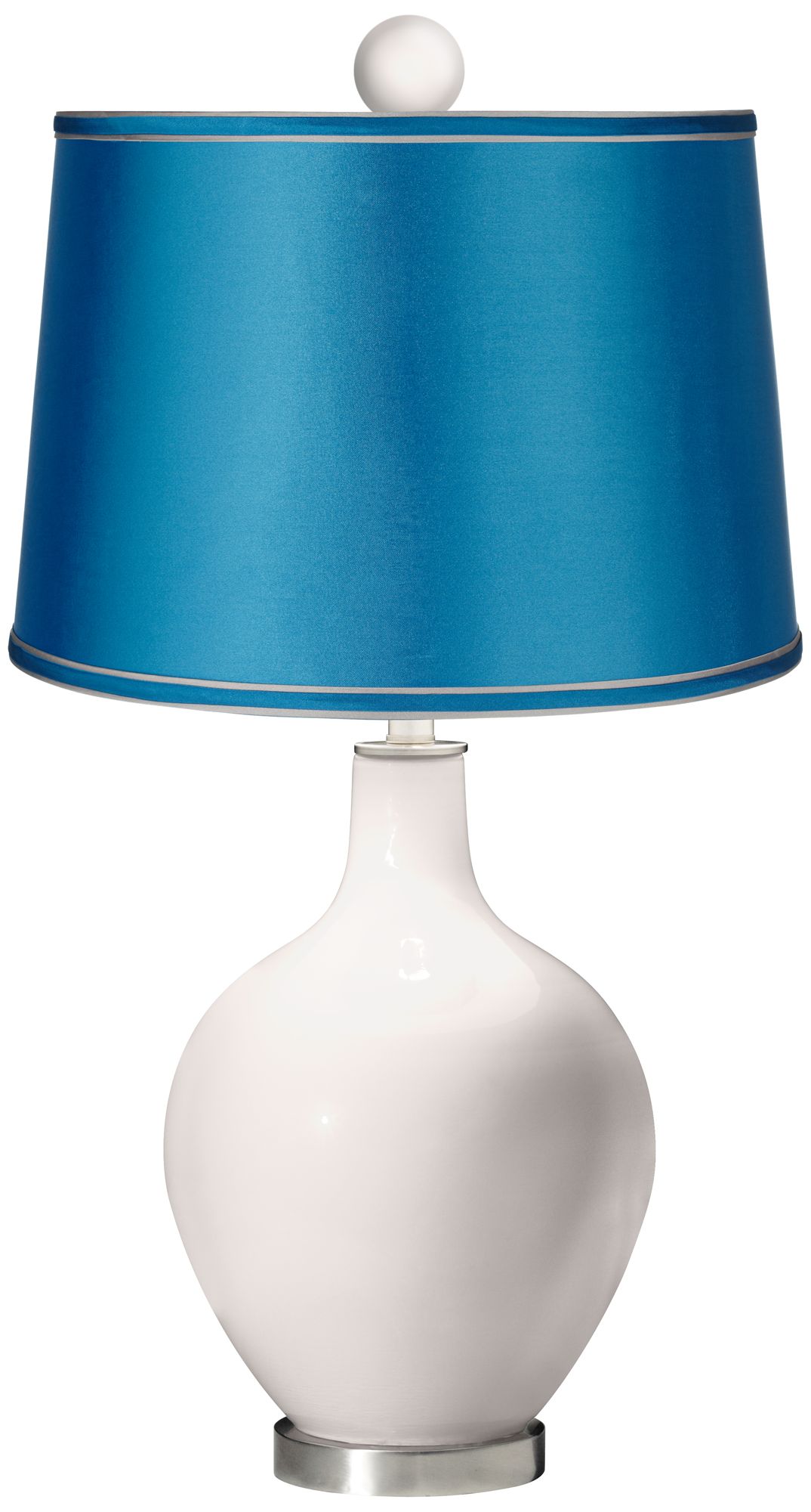Smart White - Satin Turquoise Ovo Lamp with Color Finial