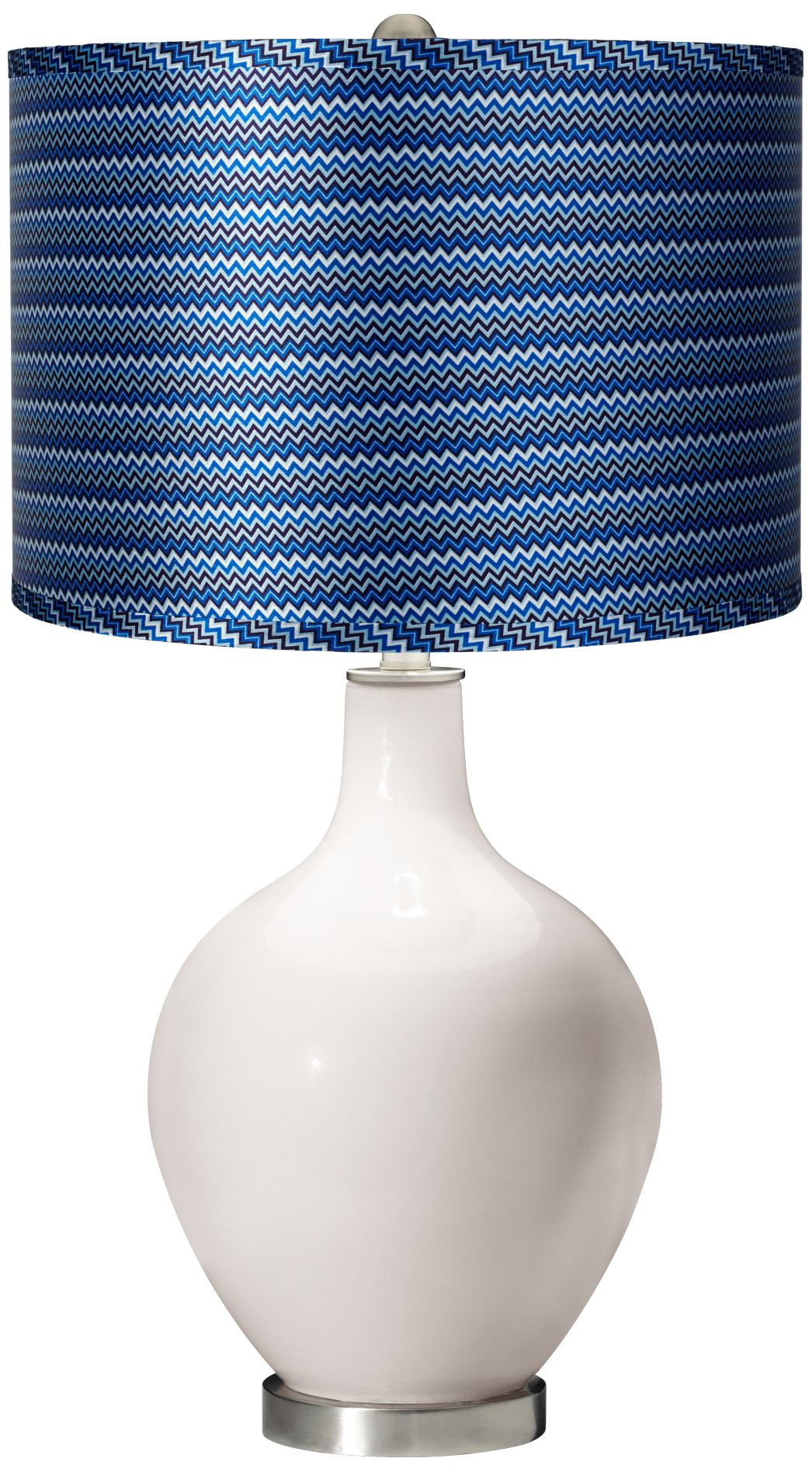 Smart White - Satin Blue Zig Zag Shade Ovo Table Lamp