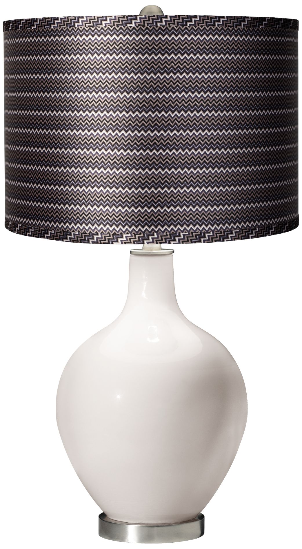 Smart White - Satin Gray Zig Zag Shade Ovo Table Lamp
