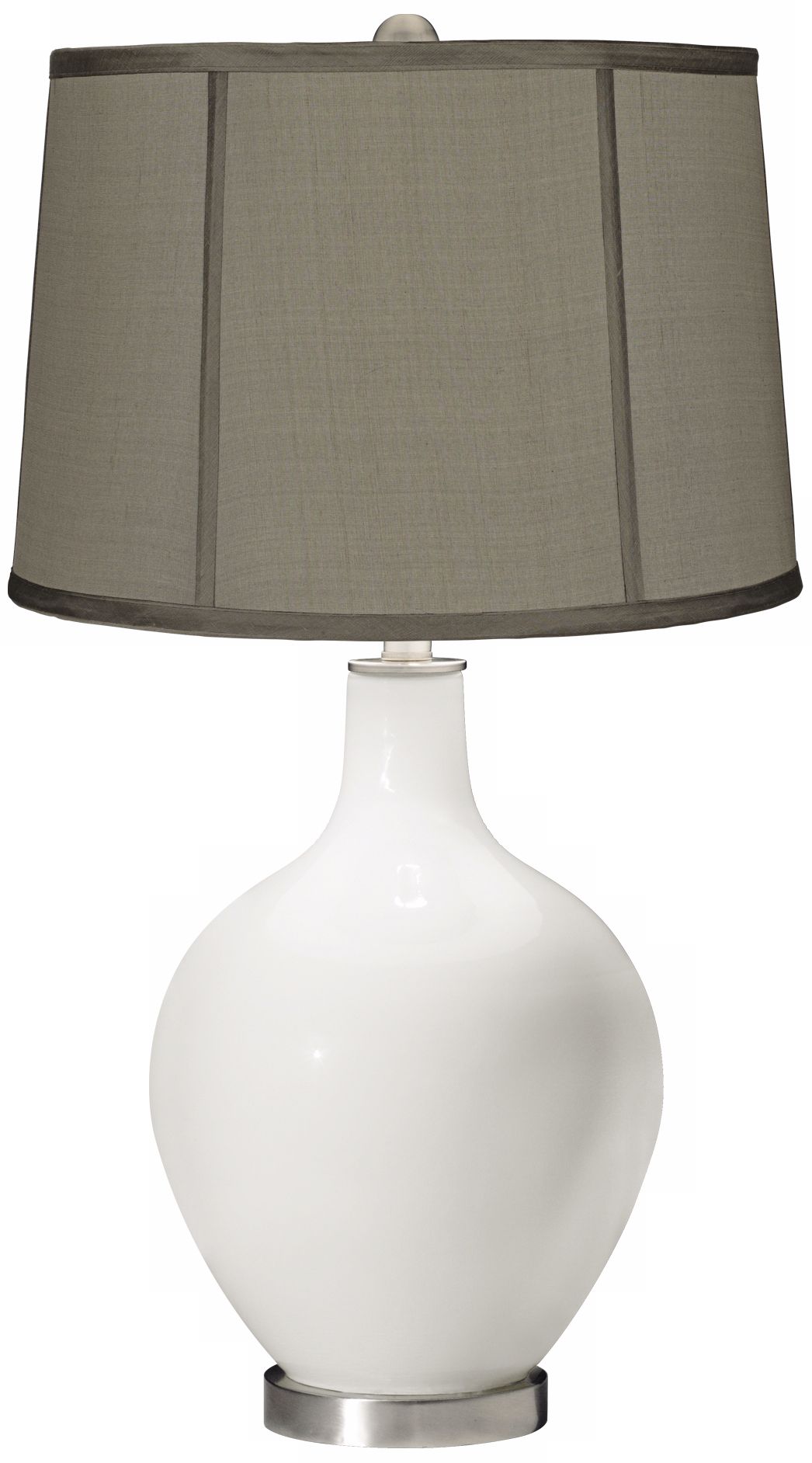 Winter White Gray Dupioni Silk Shade Ovo Table Lamp