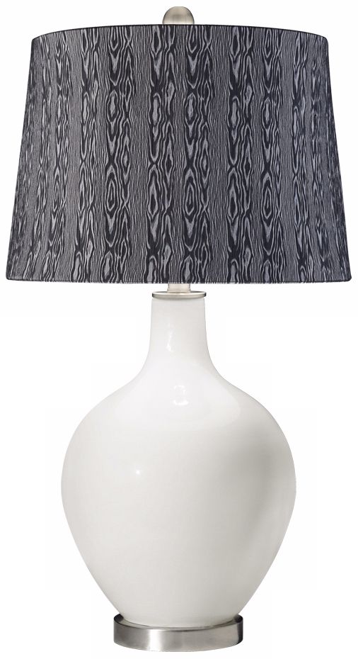 Winter White Wood Print Shade Ovo Table Lamp