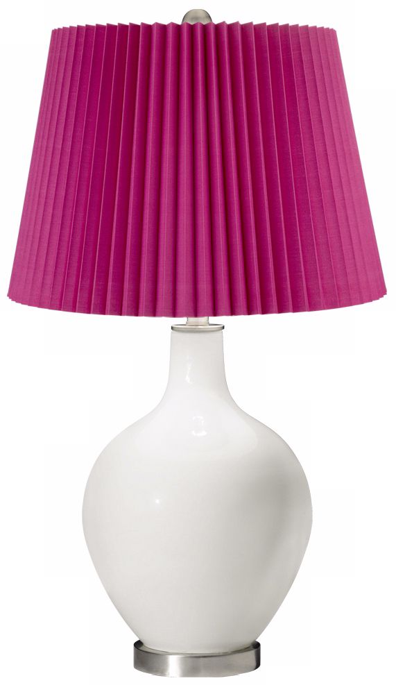 Winter White Hot Pink Pleat Ovo Table Lamp