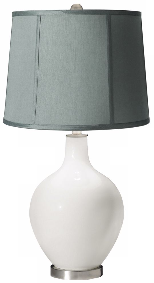 Winter White Spa Blue Shade Ovo Table Lamp