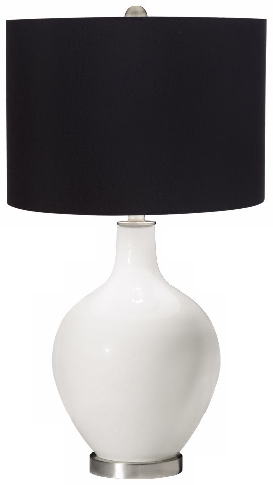 Winter White Black Shade Ovo Table Lamp