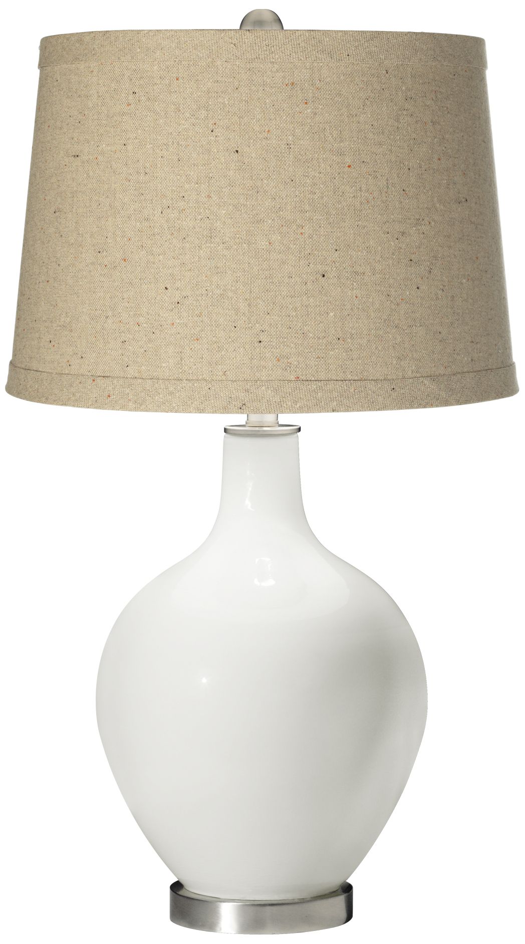 Winter White Oatmeal Linen Shade Ovo Table Lamp