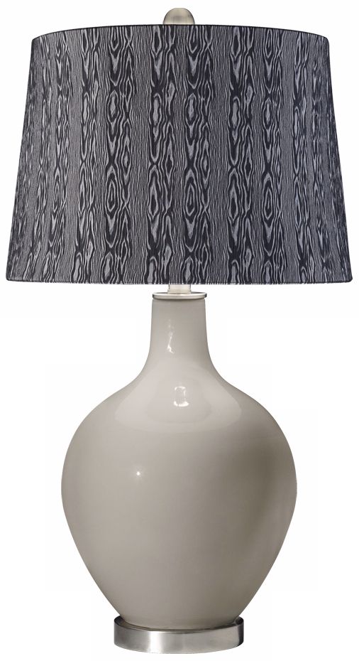 Requisite Gray Wood Print Shade Ovo Table Lamp