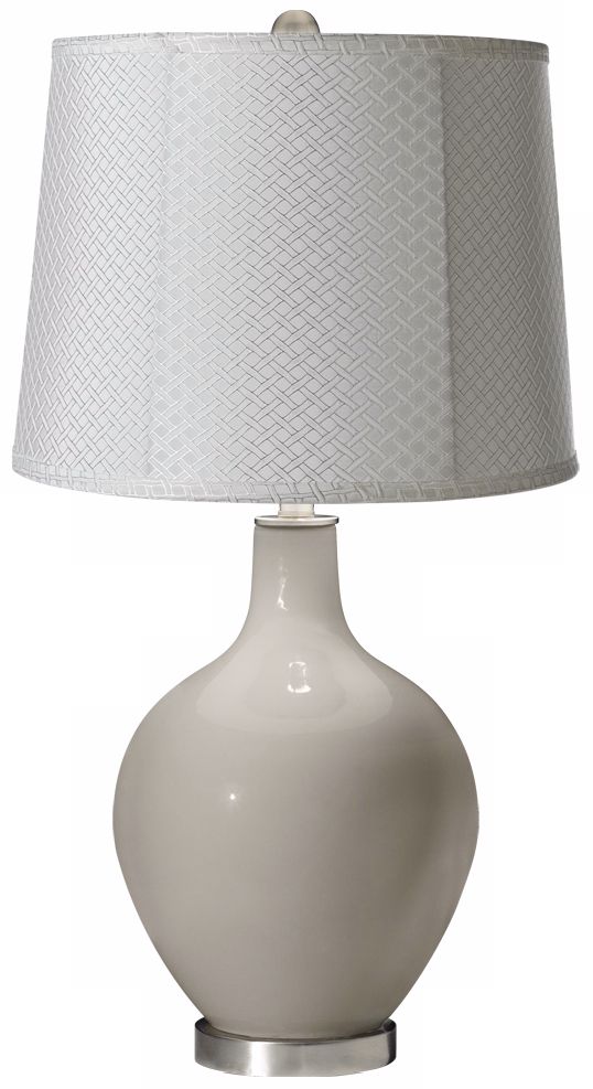 Requisite Gray White Lattice Drum Ovo Table Lamp