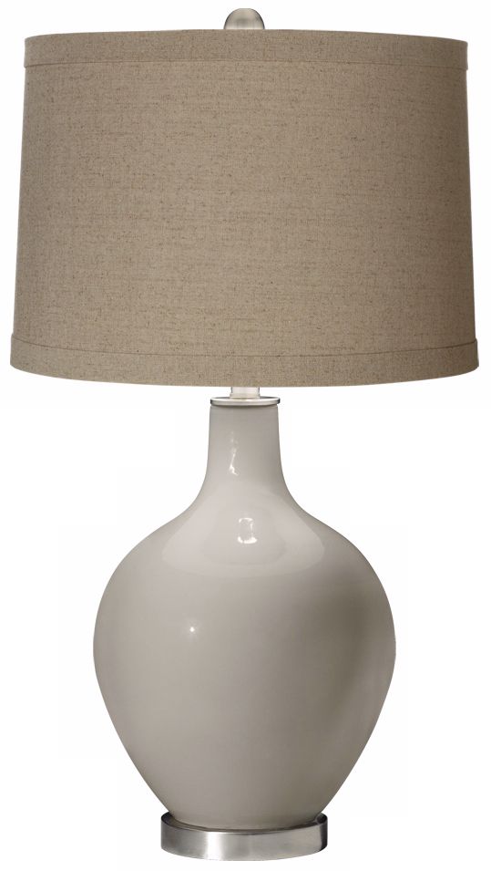 Requisite Gray Natural Linen Shade Ovo Table Lamp