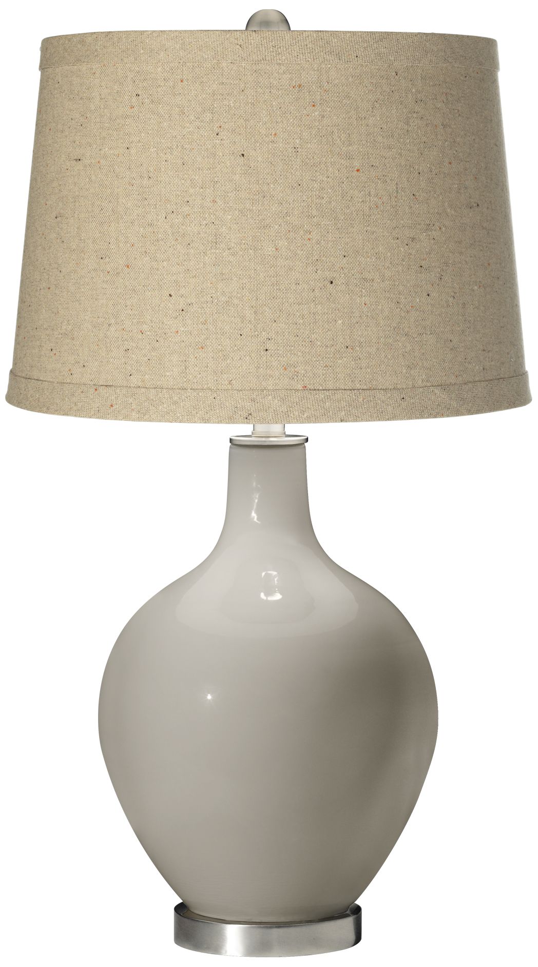 Requisite Gray Oatmeal Linen Shade Ovo Table Lamp