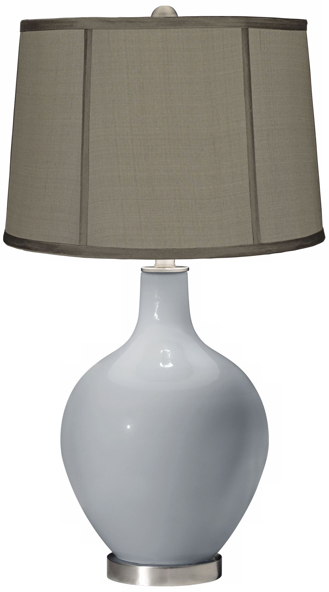 Uncertain Gray Gray Dupioni Silk Shade Ovo Table Lamp