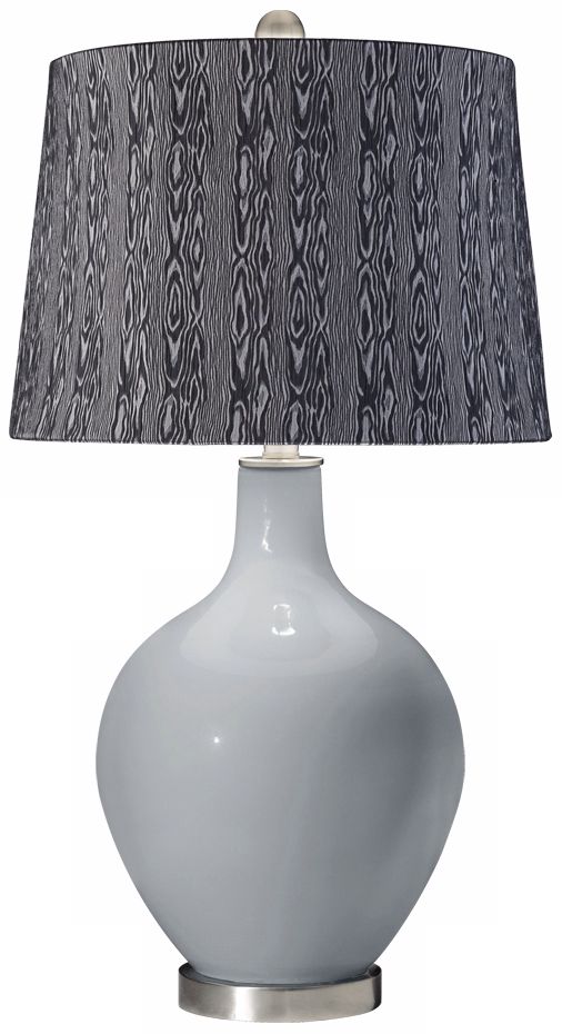 Uncertain Gray Wood Print Shade Ovo Table Lamp
