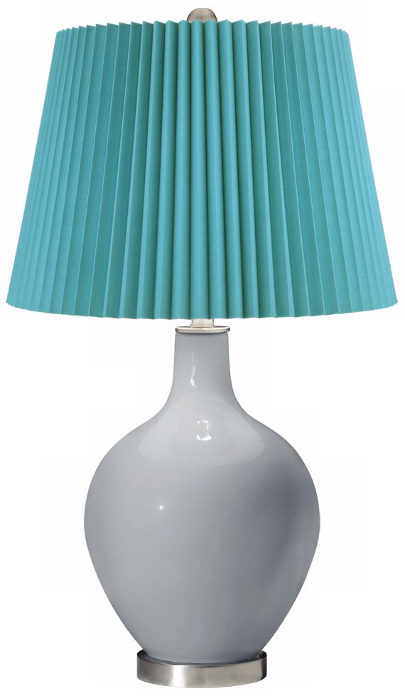 Uncertain Gray Turquoise Pleat Ovo Table Lamp