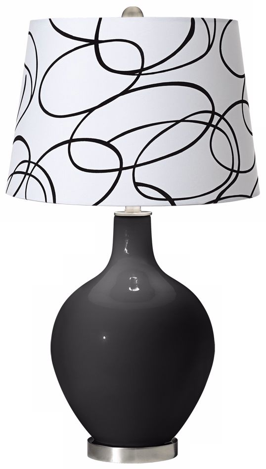 Tricorn Black Squiggle Shade Ovo Table Lamp