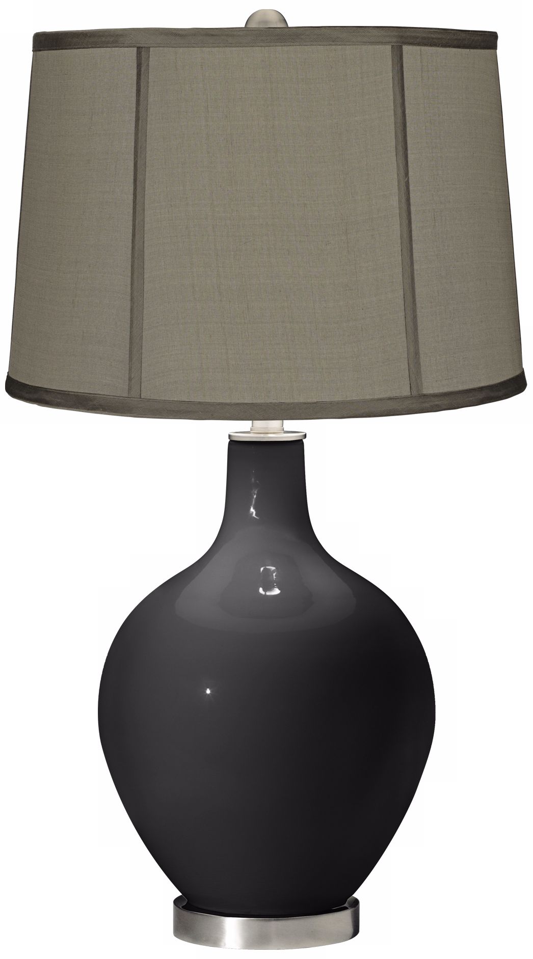 Tricorn Black Gray Dupioni Silk Shade Ovo Table Lamp