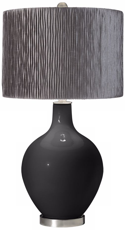 Tricorn Black Morell Silver Pleat Shade Ovo Table Lamp