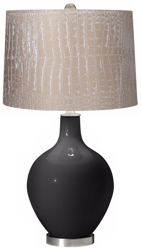 Tricorn Black Mock Croc Shade Ovo Table Lamp