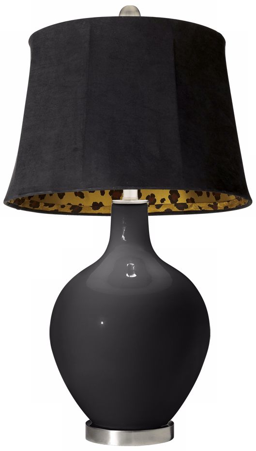 Tricorn Black Black Faux Suede Shade Ovo Table Lamp