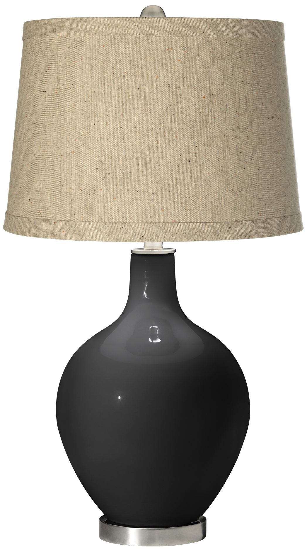 Tricorn Black Oatmeal Linen Shade Ovo Table Lamp