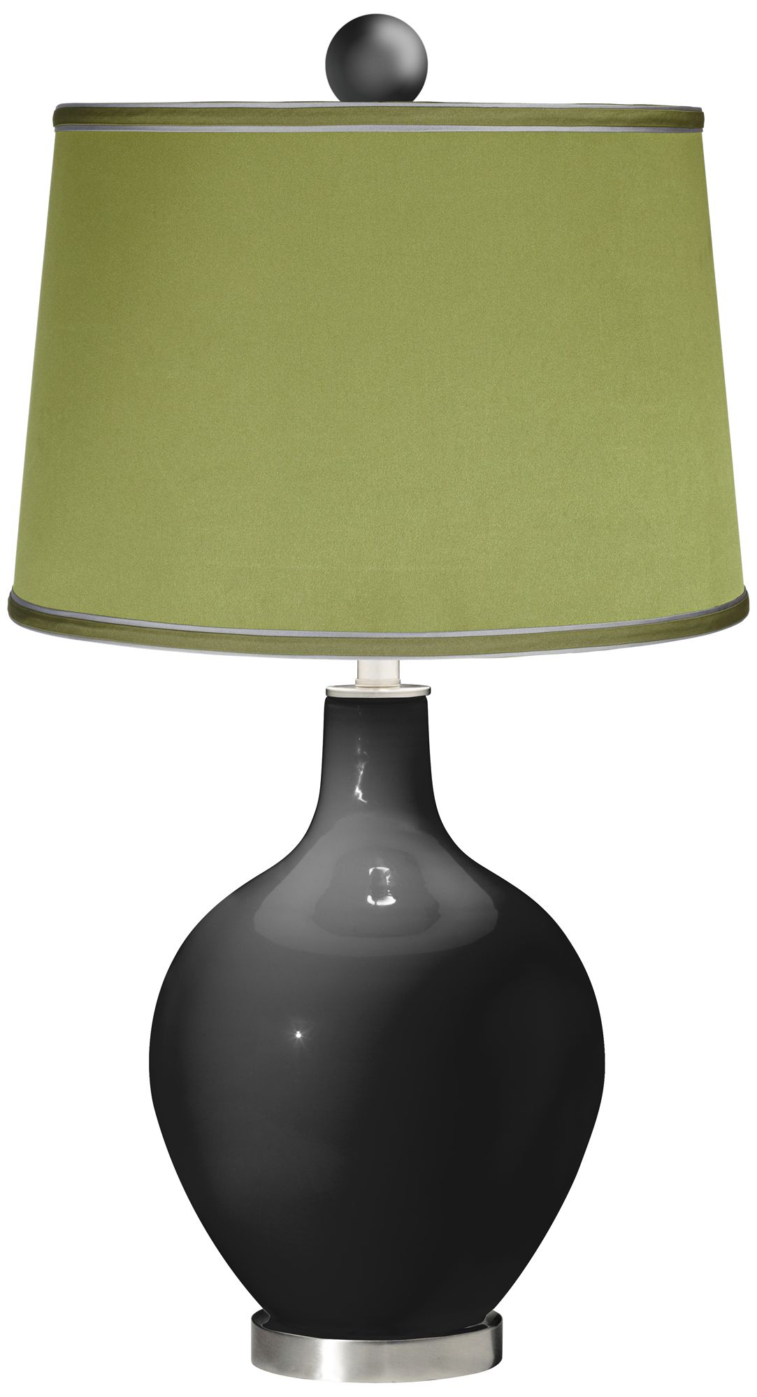 Tricorn Black - Satin Olive Green Lamp with Color Finial