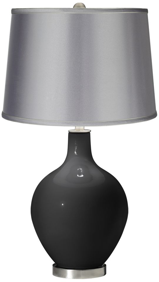 Tricorn Black - Satin Light Gray Shade Ovo Table Lamp
