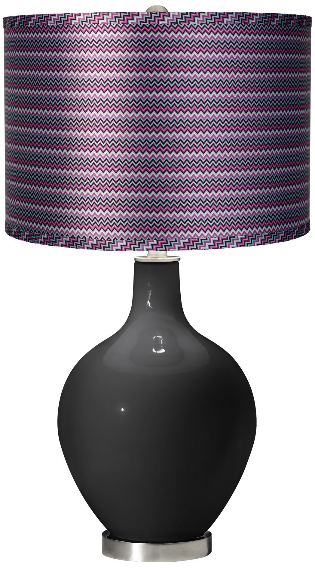 Tricorn Black - Satin Purple Zig Zag Shade Ovo Table Lamp