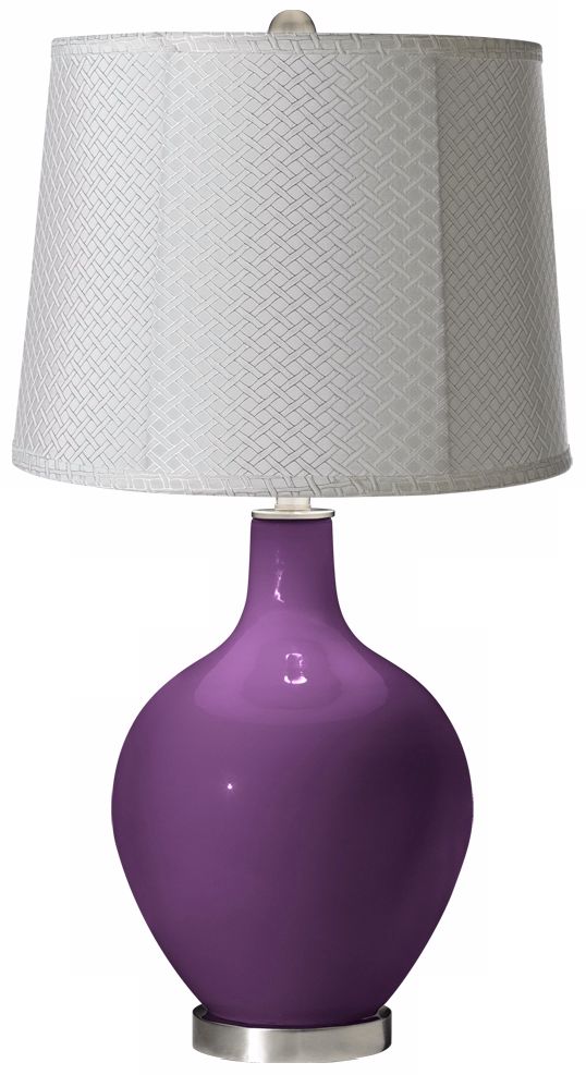 Kimono Violet White Lattice Drum Ovo Table Lamp