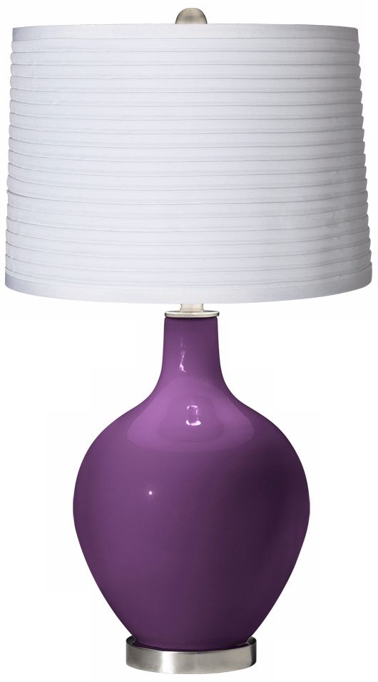 Kimono Violet White Pleated Shade Ovo Table Lamp