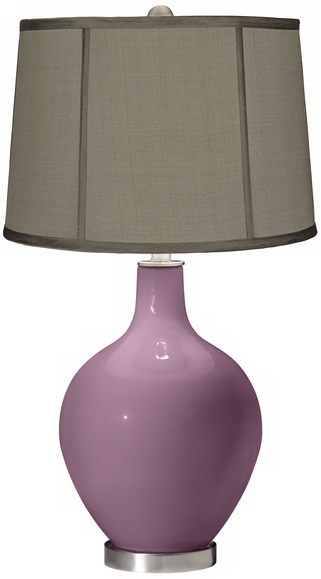 Plum Dandy Gray Dupioni Silk Shade Ovo Table Lamp