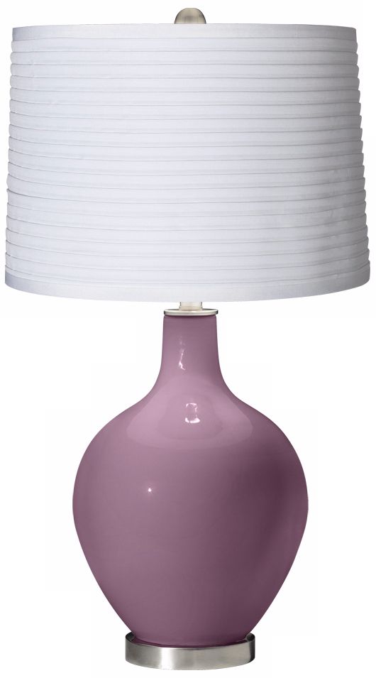 Plum Dandy White Pleated Shade Ovo Table Lamp