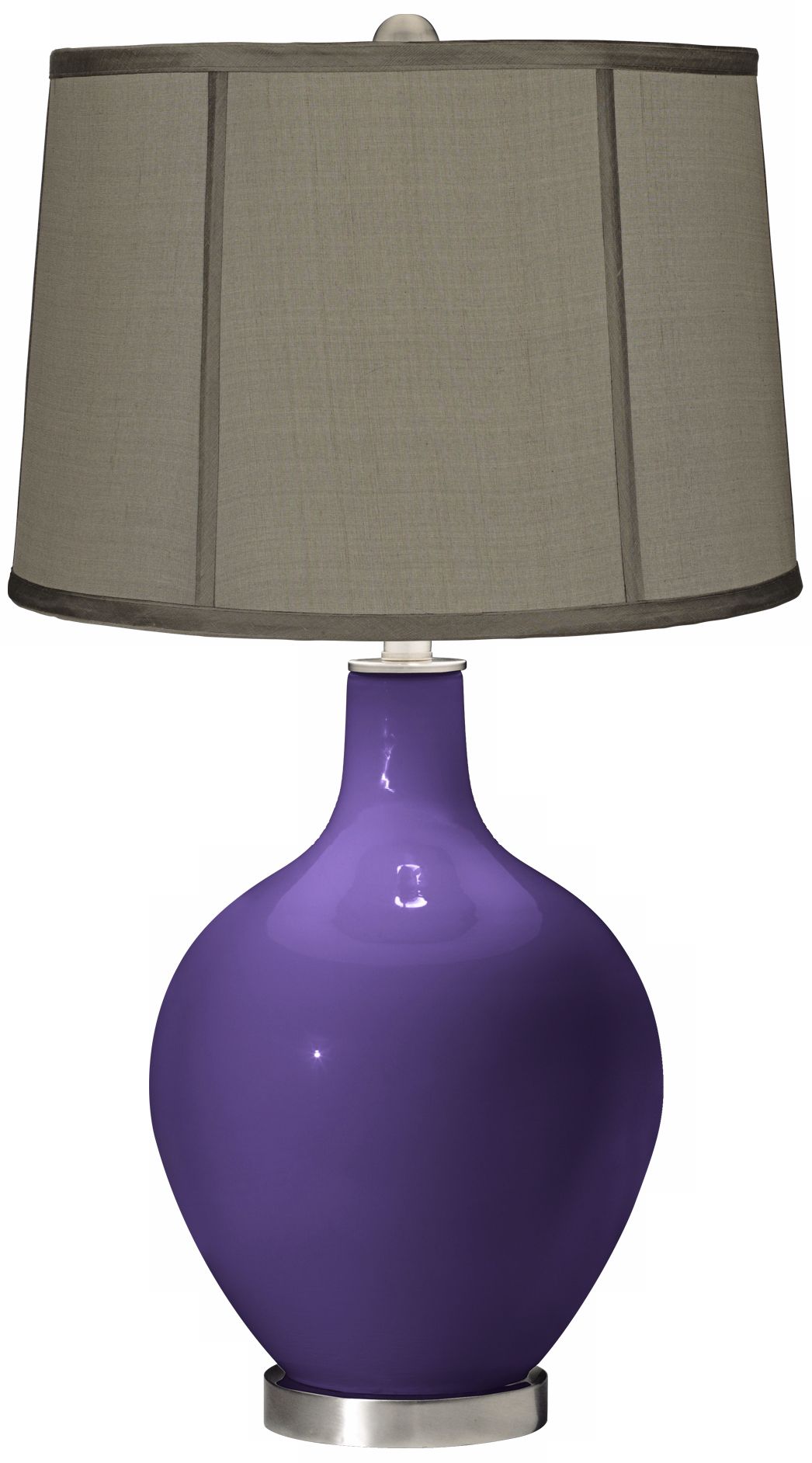Izmir Purple Gray Dupioni Silk Shade Ovo Table Lamp